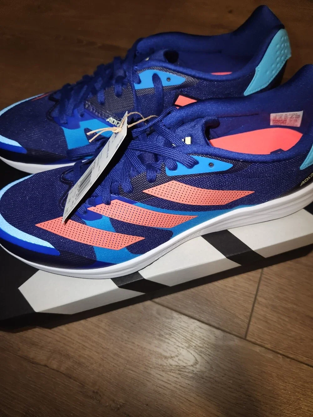Adidas Adizero RC 4 Blue Red White Lace up Running Sneakers GZ0181 Men's Sz 12